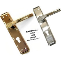 Abbasali Wooden Door Handle For Entrance And Interior Doors- Ebru Plate Model, Silver