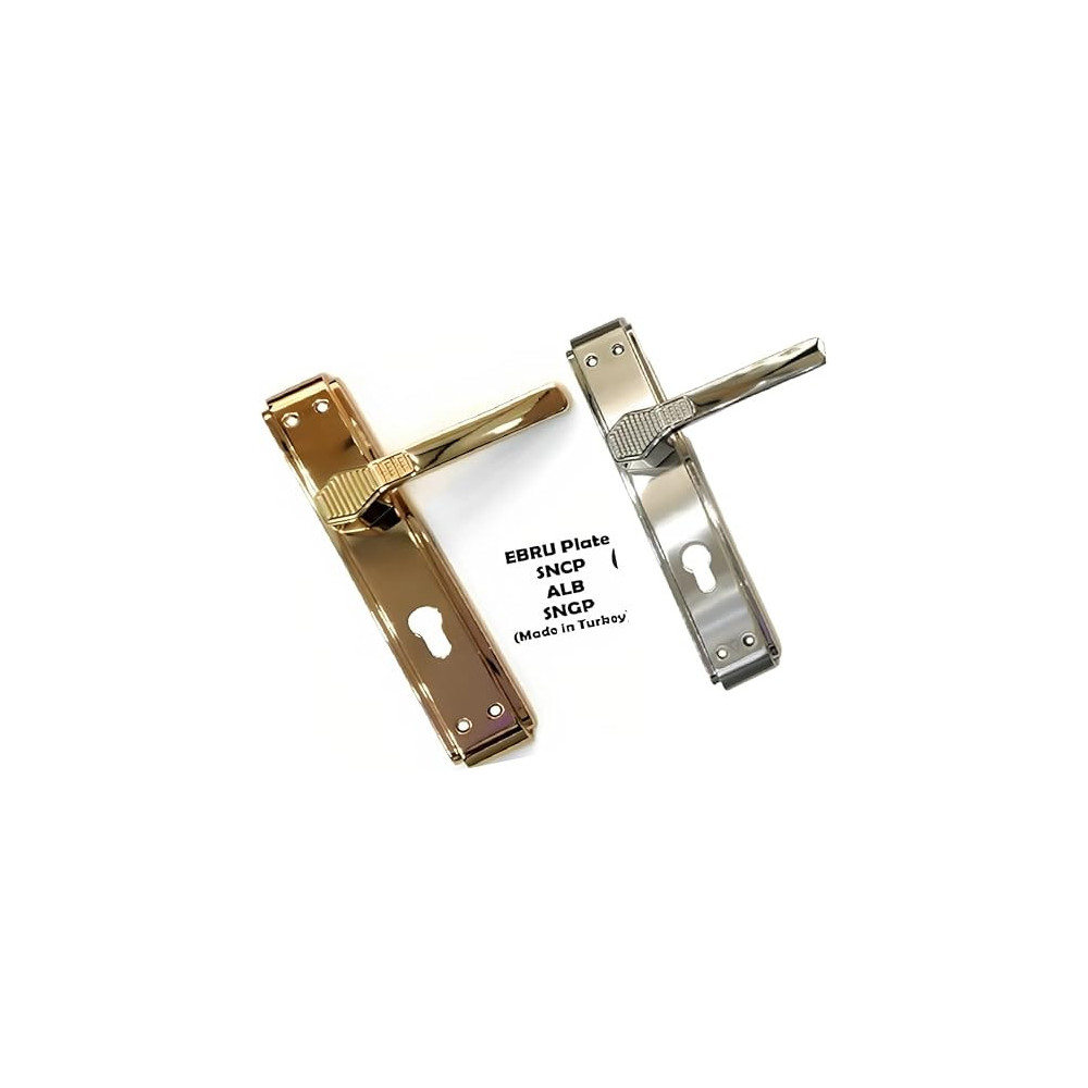 Abbasali Wooden Door Handle For Entrance And Interior Doors- Ebru Plate Model, Silver