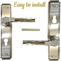 Abbasali Wooden Door Handle For Entrance And Interior Doors- Ebru Plate Model, Silver