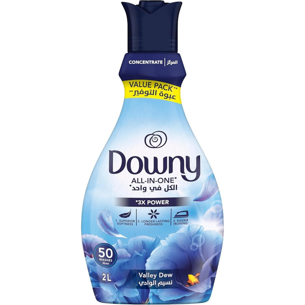 Downy Fabric Softener Concentrate, All-In-One, Valley Dew Scent, 2 Litre