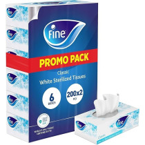 Fine Sterilized Classic Facial Tissues, Pack Of 6, 1200 Count