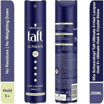 Schwarzkopf Taft Ultimate 5+ Hair Lacquer Hold 5+ Ultimate Hold And Crystal Shine, 250 ML