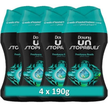 Downy Unstoppables In-Wash Freshness And Scent Booster Beads, Scent Fresh, Pack Of 4 x 190 G