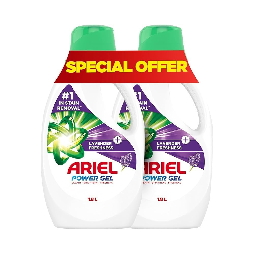 Ariel Lavender Laundry Detergent Liquid Gel, Pack Of 2, 1.8 Litre