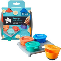 Tommee Tippee Pop Up Freezer Weaning Pots With Tray Baby Food Containers, Pack Of 4 x 60 ml