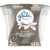 Glade 3 Wick Candle, Long-Lasting Essential Oil Infused, Alluring Sheer Vanilla Embrace Scent, 192 g