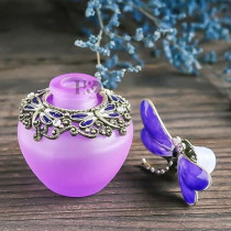 Yu Feng 40Ml Fancy Purple Gragonfly Empty Refillable Glass Perfume Bottle, Retro Frosted Butterfly Lid Perfume Bottle