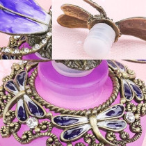 Yu Feng 40Ml Fancy Purple Gragonfly Empty Refillable Glass Perfume Bottle, Retro Frosted Butterfly Lid Perfume Bottle