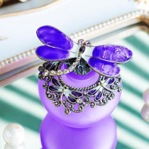 Yu Feng 40Ml Fancy Purple Gragonfly Empty Refillable Glass Perfume Bottle, Retro Frosted Butterfly Lid Perfume Bottle