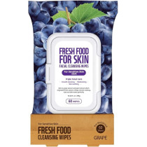 Farmskin Freshfood For Skin Facial Cleansing Wipes Makeup Daily Remover Grape For Sensitive Skin, 60 Count, Cruelty Free