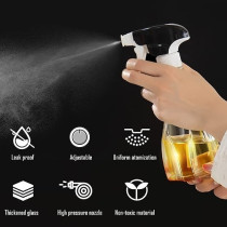 Aminno Oil Sprayer For Cooking, Olive Oil Spray Glass Square Bottle, 240 Ml Oil Vinegar Mister Spritzer Dispenser Transverse Vertical Spray For Air Fryer Bbq Baking Salad Making Canola Frying Grilling
