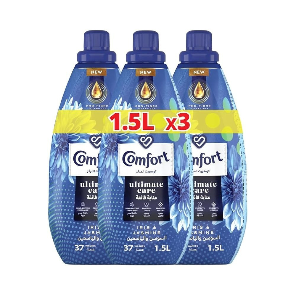 Comfort Concentrated Fabric Softener Iris And Jasmine, 1.5L, Pack Of 3