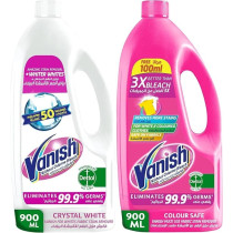 Vanish Colour Safe Fabric Stain Remover, 900Ml And Vanish Crystal White Fabric Stain Remover, 900Ml, Pack Of 2