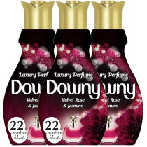 Downy Concentrate Fabric Softener, Velvet Rose And Jasmine Scent, Long Lasting Freshness, Fabric And Wrinkle Protector, Pack Of 3 X 880Ml