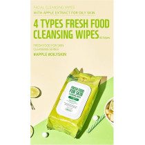 Farmskin Fresh Food For Skin Facial Cleansing Wipes Makeup Daily Remover Apple For Oily Skin, 60 Count, Pack Of 2