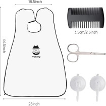 Vetory Beard Apron, Beard Hair Catcher, Waterproof Non-Stick Beard Cape Grooming Cloth, Beard Catcher For Men Shaving Trimming With 2 Suction Cups Comb Scissor, Adjustable Neck Straps, Best Gift For Men