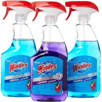 Windex Window And Glass Cleaner 2 X Original And 1 X Lavender, Streak Free Shine, Works On Smudges And Fingerprints, 3 X 750Ml