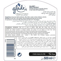 Glade Multi Spray Lavender Air Freshener, Eliminates Unwanted Odour On Both Air And Fabric, 500Ml