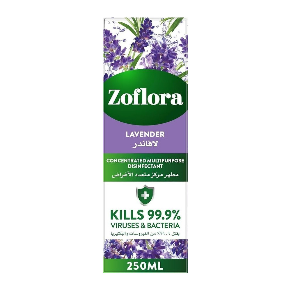 Zoflora 3 In 1 Multipurpose Concentrated Disinfectant, Lavender, Anti-Bacterial, All Surface Cleaner, Home, Kitchen And Bathroom Cleaning, Eliminates Odour, 24 Hours Fragrance, 250 Ml