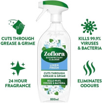 Zoflora Multipurpose Disinfectant, Anti-Bacterial, All Surface Cleaner, Home, Kitchen And Bathroom Cleaning, Eliminates Odour, 24 Hours Fragrance, Linen Fresh, 800 Ml