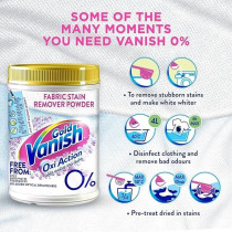 Vanish Laundry Stain Remover Oxi Action Gold Powder For Whites Can Be Used With And Without Detergents, Additives And Fabric Softeners, 900G