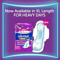 Always Aloe Cool Disposable Pads With Aloe Vera Essence For Light Days For Zero Irritation Feel, Long Maxi Thick Pads With Wings, 50 Pads
