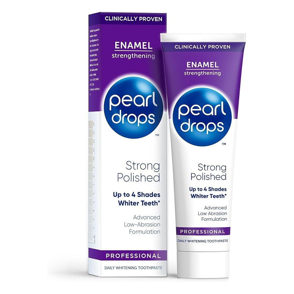 Pearl Drops Strong White Toothpaste, Polished Mint Flavour, Clinically Proven Whitening, Low Abrasion, Daily Use Formula, 75ml