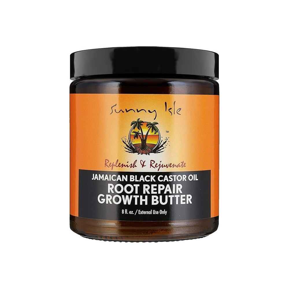 Sunny Isle Jamaican Black Castor Oil Root Repair Growth Butter Restores And Revitalizes ALL Damaged Hair Types Nutrient-Rich, Stimulates Hair Growth Fights Dry, Itchy, Flaky Scalp, 8oz