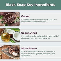 African Black Soap Organic Bar For Acne, Eczema Treatment, Dry Skin, Dark Spots Remover, Face and Body Wash With Shea Butter, Cocoa Butter And Coconut Oil, For Women and Men, 170 g