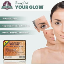 African Black Soap Organic Bar For Acne, Eczema Treatment, Dry Skin, Dark Spots Remover, Face and Body Wash With Shea Butter, Cocoa Butter And Coconut Oil, For Women and Men, 170 g