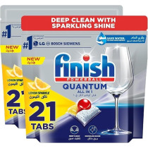 Finish Powerball Dishwasher Detergent All in One Tablets for Deep Clean And Sparkling Shine, Lemon Sparkle, 42 Tabs (21 Tabs, Pack of 2)