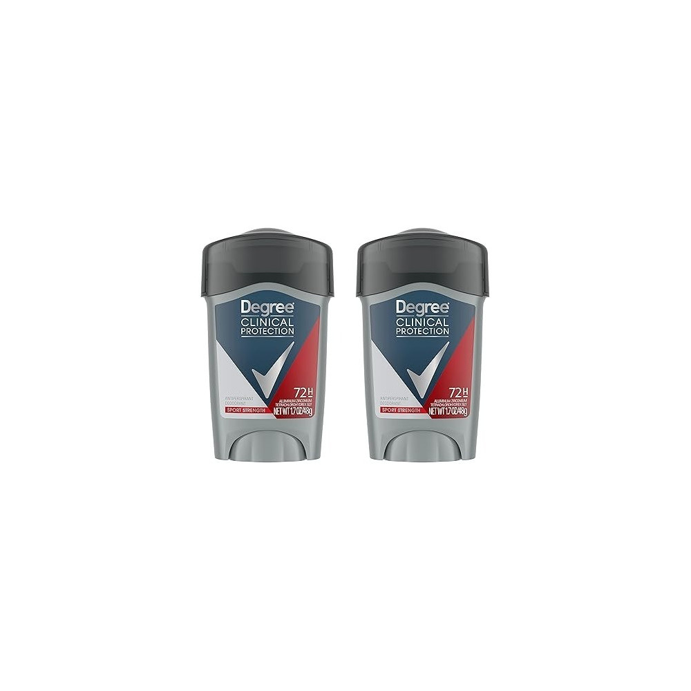 Degree Men Antiperspirant Deodorant Sport Strength, 72-Hour Sweat And Odor Protection Prescription-Strength Antiperspirant For Men With MotionSense Technology, 48 g, Pack of 2