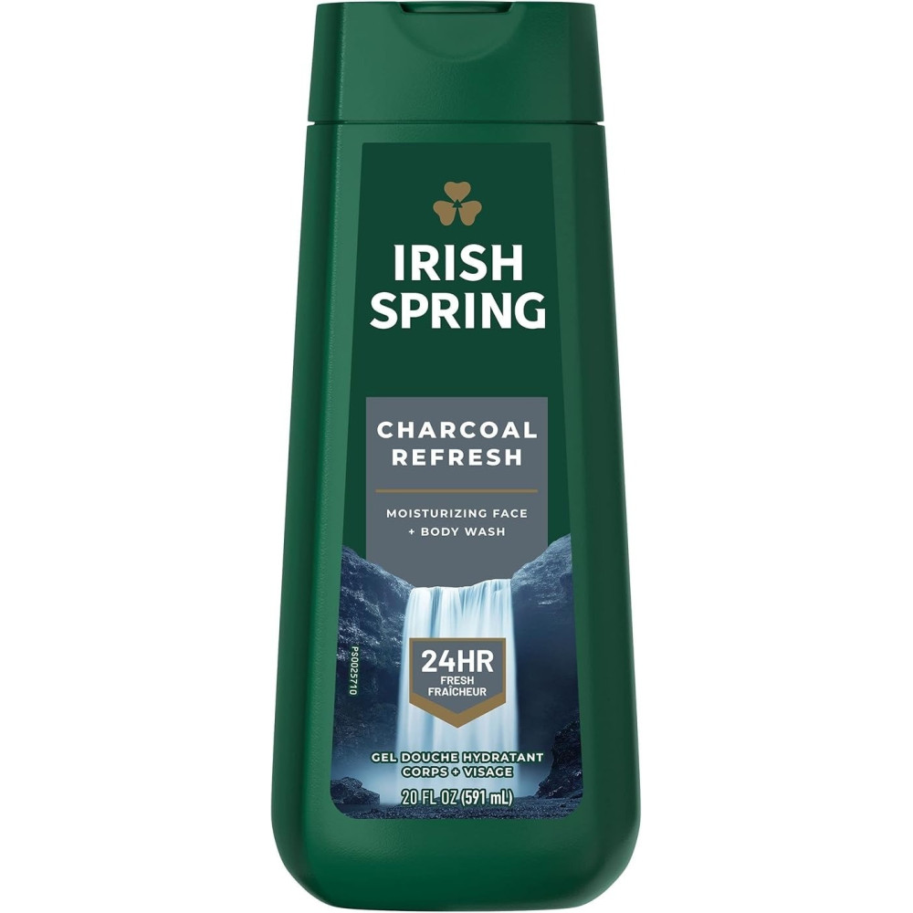 Irish Spring Charcoal Refresh Body Wash for Men, 591 mL