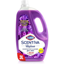 Clorox Scentiva Disinfectant Floor Cleaner, Tuscan Lavender, Kills 99.9% of Viruses and Bacteria, Bleach Free, 3 Liter