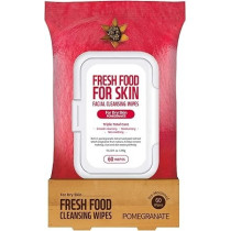 FARMSKIN Freshfood For Skin Facial Cleansing Wipes Makeup Daily Remover Pomegranate for Dry Skin, 60 count, Cruelty free