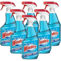 Windex Glass and Window Cleaner Spray Bottle, Bottle Made from 100 Percentage Recycled Plastic, Surface Cleaning Spray, Original Blue Scent, 680 ml, Pack of 6