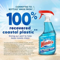 Windex Glass and Window Cleaner Spray Bottle, Bottle Made from 100 Percentage Recycled Plastic, Surface Cleaning Spray, Original Blue Scent, 680 ml, Pack of 6