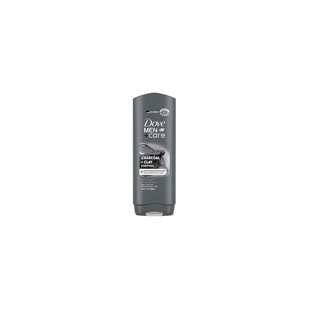 Dove Men Care Elements Body Wash Charcoal Plus Clay, Effectively Washes Away Bacteria While Nourishing Your Skin, Gray, 532