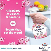 Clorox Scentiva Multi-Surface Cleaner Japanese Spring Blossom, Bleach Free Disinfectant Spray, 500ml