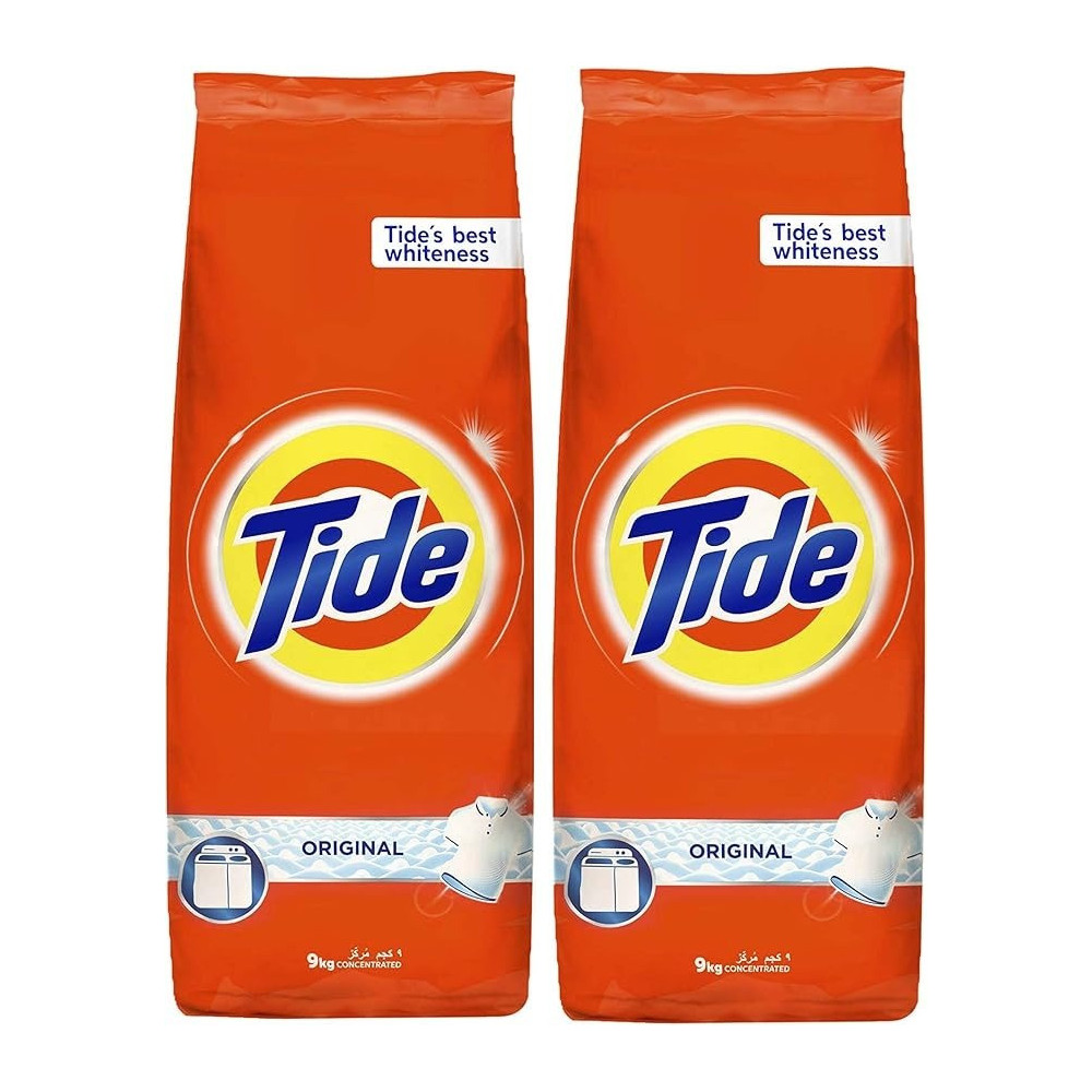 Tide Powder Laundry Detergent, Original Scent, 9 KG, Dual Pack