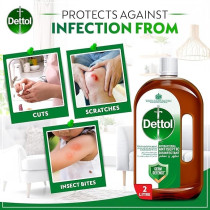 Dettol Antiseptic Antibacterial Disinfectant Liquid For Effective Germ Protection And Personal Hygiene, Used in Floor Cleaning, Bathing and Laundry, 2L