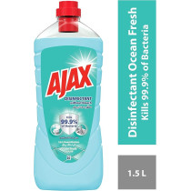 AJAX 2 in 1 Antibacterial All Purpose Disinfectant Cleaner, Kills 99.9 Percentage of Germs, Ocean Fresh Floor Bleach Free, 1.5 Liter