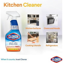 Clorox Kitchen Spray Cleaner, Bleach Free, Kills 99.9 Percentage of Germs, 100 Percentage Grease And Grime Remover, 500ml