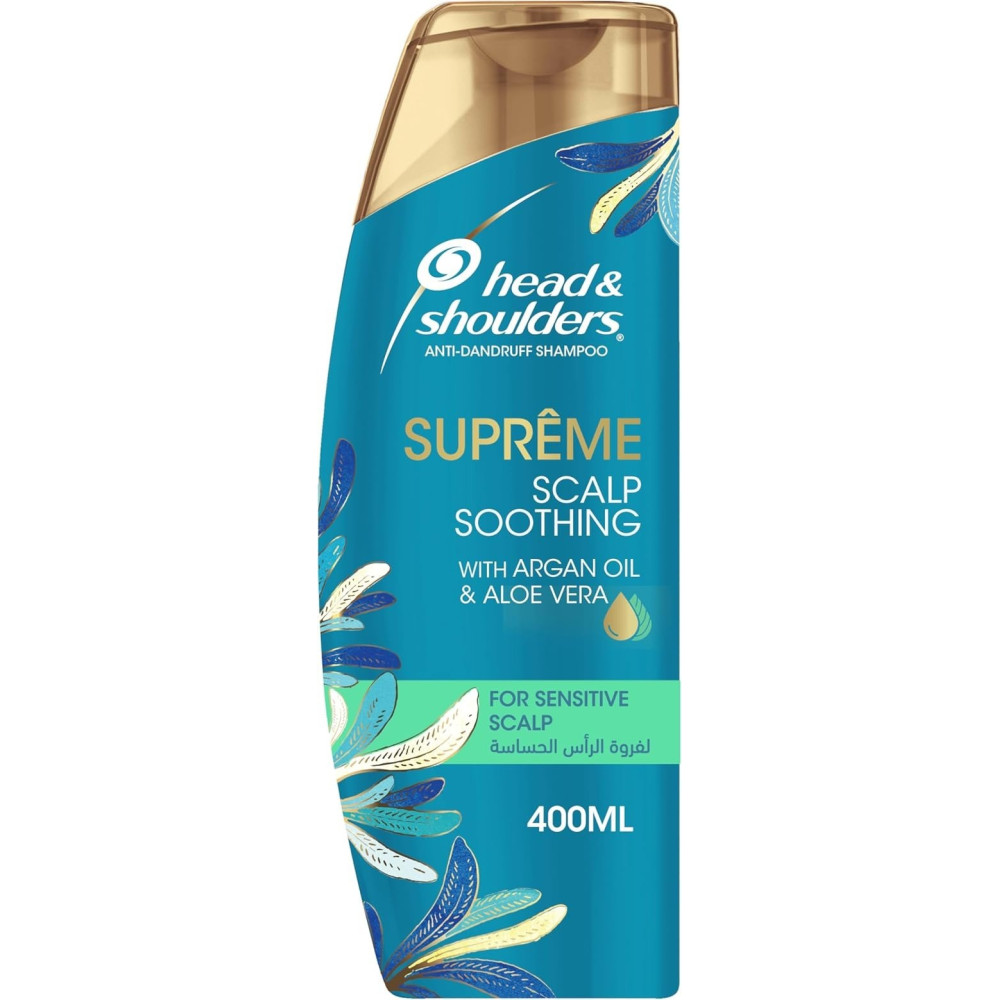 Head & Shoulders Supreme Anti-Dandruff Shampoo With Argan Oil And Aloe Vera For Sensitive Scalp Soothing, 400 ML