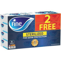 Fine Baby Classic Euphoria, Soft, Sterilized, Facial Tissues, 130 x 2Ply, Pack of 6 Plus 2 Free Boxes, Total of 1040 Tissues, White