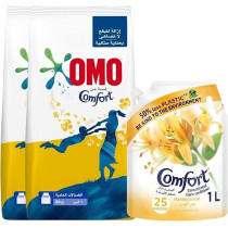 Omo Automatic Laundry Detergent Powder, Touch Of Comfort, 6 Kg Plus Automatic Laundry Detergent Liquid Pouch, 1 L