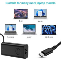 Mazzmasy Chromebook Fast Charger 65W Type C Laptop Charger For Hp Chrome Lenovo Thinkpad Acer Dell Latitude Asus Samsung Google Pixel Huawei Matebook Computer Replacement Of Fits Any Type C Tablet And Phone