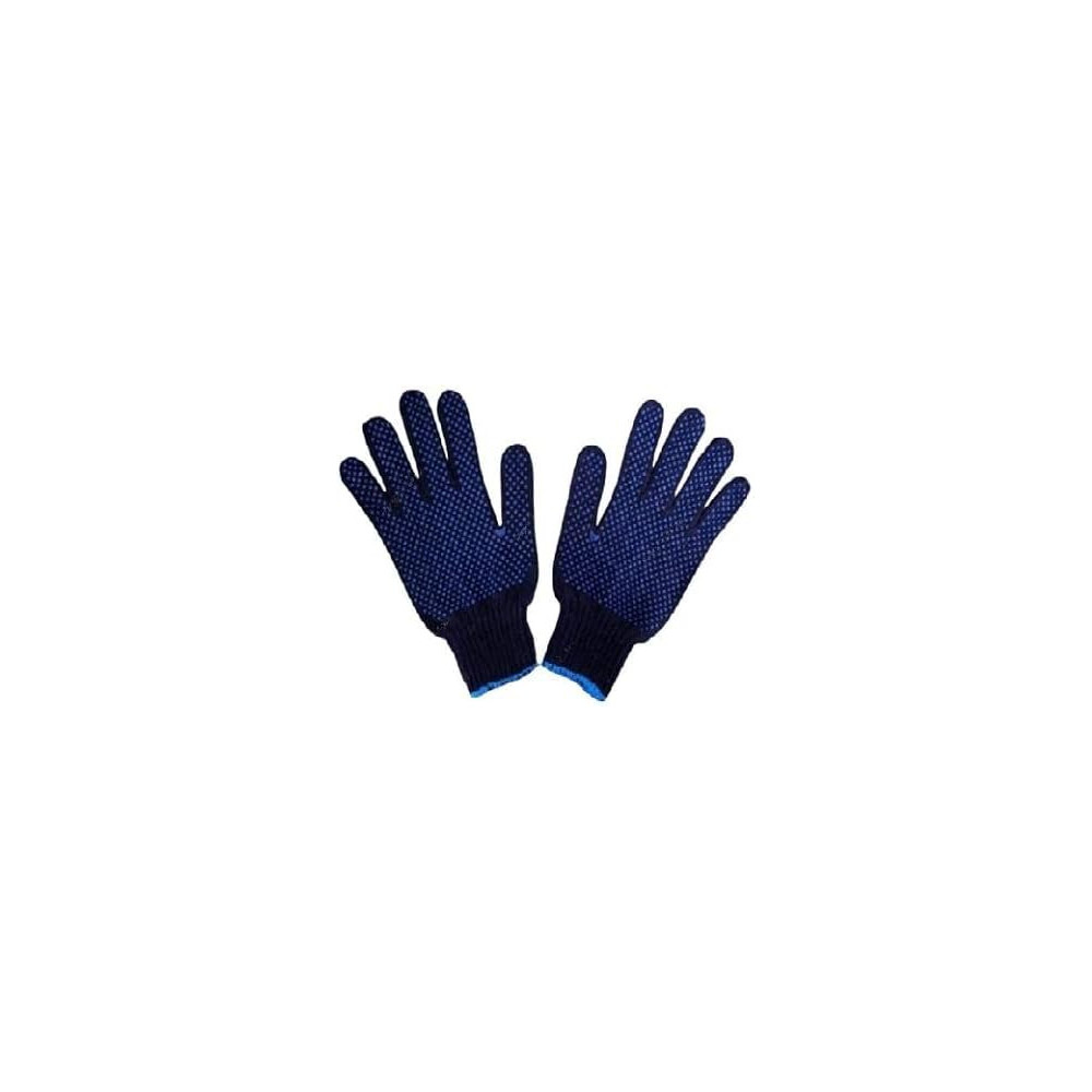 Abbas Ali Blue Dotted Double Sided Cotton Hand Gloves for Industrial and Indoor Use, 6 Pairs