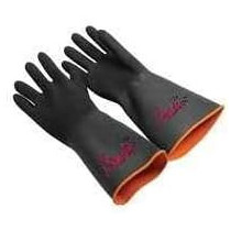 Abbas Ali Latex Chemical Resistant Gloves, Black Heavy Duty, Protective Work Gauntlets, Acid, Alkali, and Oil Resistant, 1 Pair