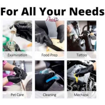 Abbas Ali Latex Chemical Resistant Gloves, Black Heavy Duty, Protective Work Gauntlets, Acid, Alkali, and Oil Resistant, 1 Pair